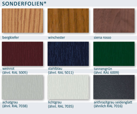 Farbtabelle Nebeneingangstüren Bauelemente Seibert