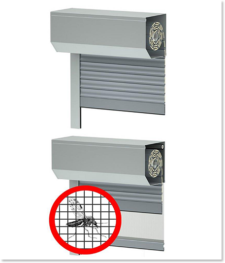 Vorbaurolladen mit 45° abgeschrägter Blende