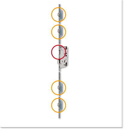 Mehrfachverriegelung (5-fach) mit 4 Schließhaken
